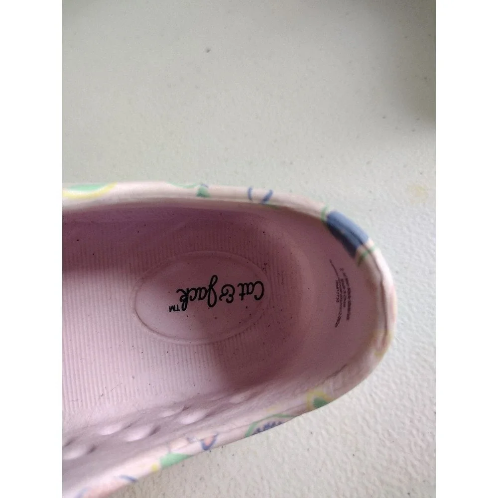Cat & Jack Girls Pink‎ Fruit Print Perforated Water Shoes Slip On Size 9 Toddler